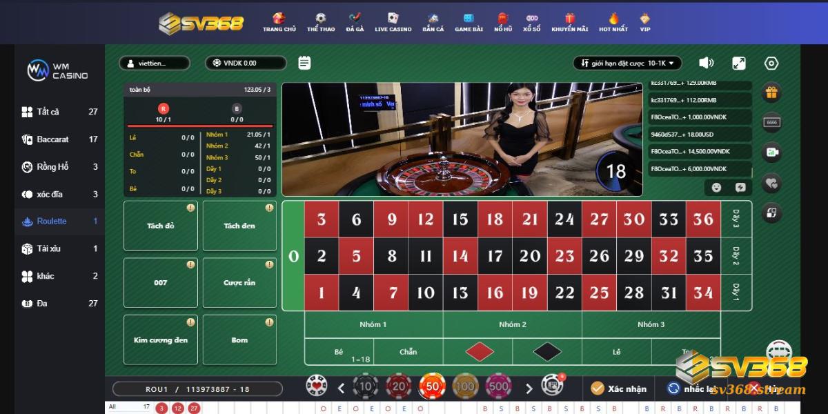 Hướng dẫn cách đặt cược tại sảnh Casino SV368